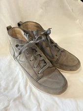 Vionic High top grey suede lace up side zip comfort shoes-8.5 Water Resistant