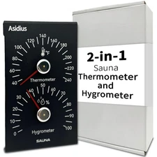 Premium Aluminum Sauna Thermomete- 100% Anodized Aluminum, 2 in 1 Indoor Saun...