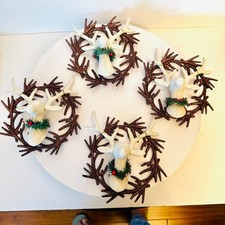 4 Christmas Tree Ornament Deer Wreath Buck Glitter Merry by Christmas House