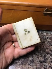 RARE Antique 18th Century Hand Carved Marble Book MINI Memorial Bible HEART GOLD