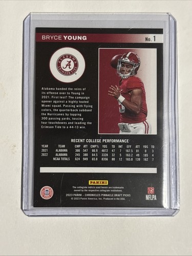 2023 Panini Chronicles Draft Picks Bryce Young Pinnacle RC Alabama Crimson Tide - Bild 2 von 2