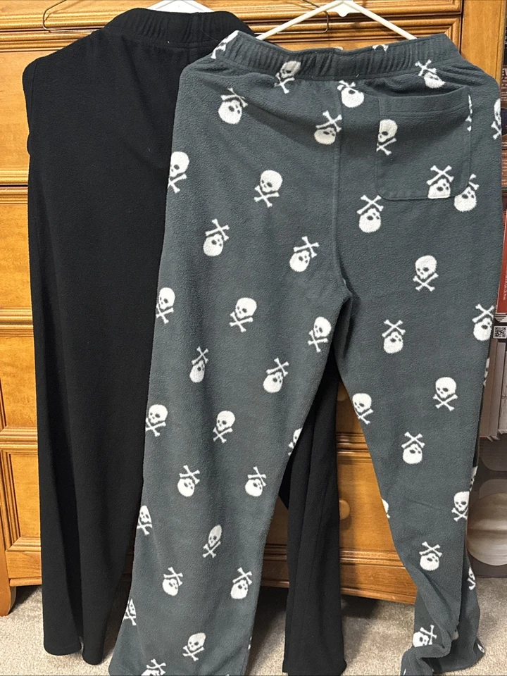 Lote de 2 Pantalones Pijama Hombre Merona Talla Mediana Negro y Gris Cordón Cintura Foto 2 de 2