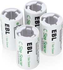 EBL C Size Battery Adapters, AA to C Spacer Converter Case Use...