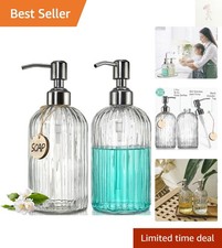 2PACK 18 Oz Glass Soap Dispenser with Rust Proof Stainless Steel Pump