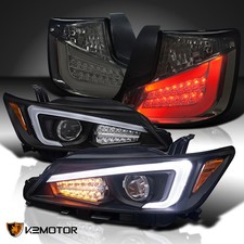Fits 2011-2013 Scion Tc Black Led Strip Projector Headlights+smoke Tail Lamps