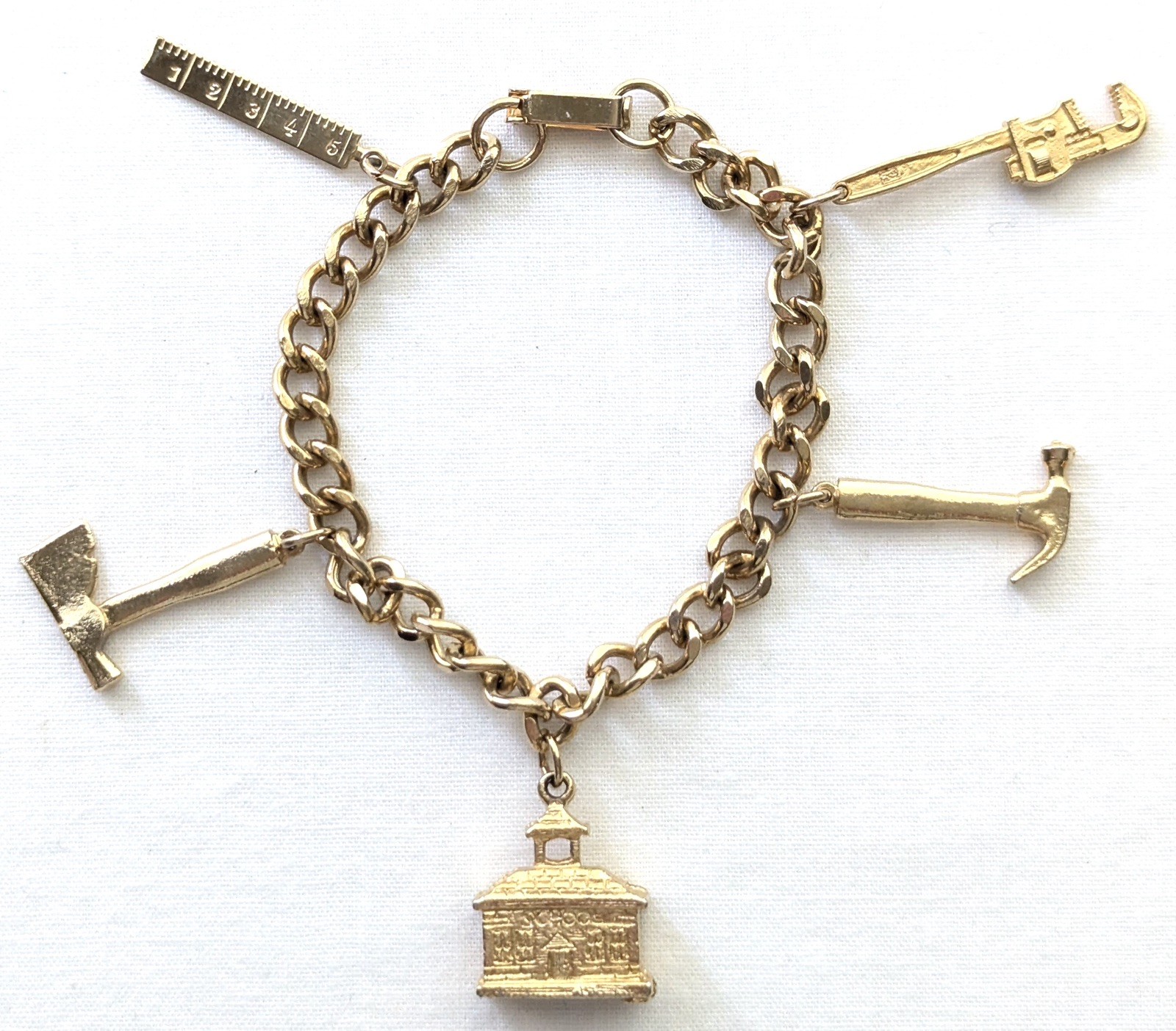 Technical School Charm Bracelet Ruler Vintage Plu… - image 1