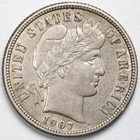 1907-P Almost Uncirculated (AU) Barber Silver Dime Philadelphia Mint - ORIGINAL!