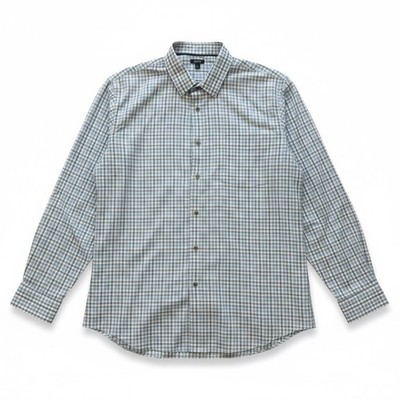 APT 9 Mens Large L Blue White Plaid Button Down Long Sleeve Cotton Shirt