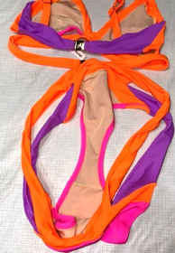 Agent Provocateur New Mazzy Bikini Top Sz 5 Bottom Sz 6 Colorblock Swimwear XL