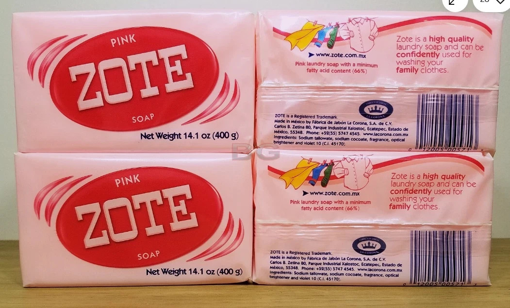ZOTE LAUNDRY SOAP PINK Washing Clothes Laundry 14.1oz (4 Bars)