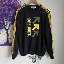 Felpa Off-White Tape Arrows Nero Giallo Uomo Taglia L Autentica Strass