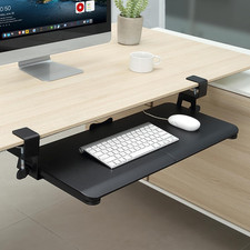 Under-Desk Keyboard Tray with C-Clamp Mount, 30" W x 12" D, Black
