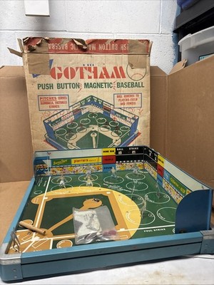 VTG Gotham Push Button Magnetic Baseball Game G850 Complete W/ Box RARE HTF