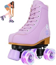 Roller Skates Women  Girl PU Leather Light up Adult Roller Skates Cute