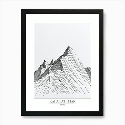 Kala Patthar Nepal Line Drawing 3 P Framed Wall Art Poster Canvas Print Picture