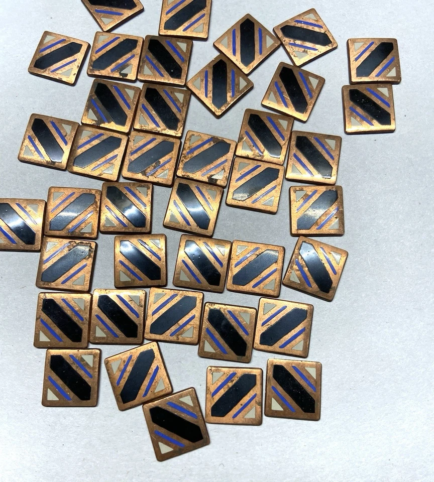 20x De colección. Cabujón Esmalte 16mm Cabujón Cuadrado-Negro/Azul/Blanco Esmalte sobre Cobre Foto 3 de 3