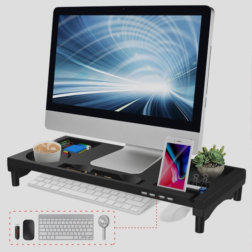 Monitor Stand Riser Ergonomic Design USB Charging Adjustable Monitor Riser De FY - Afbeelding 6 van 24