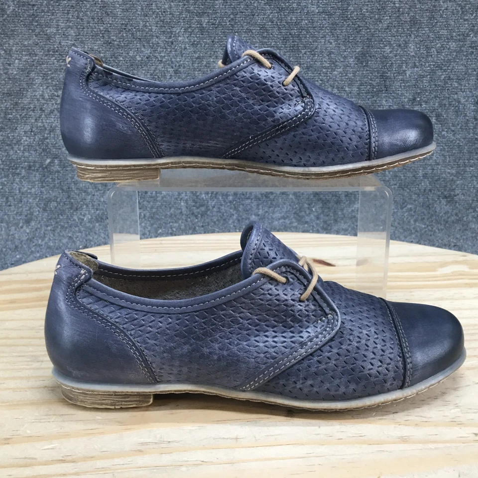 Taos туфли женщин 37 Jiminy повседневный шнурует вверх Оксфорд плоскостях синий кожаный крышка носок - Изображение 2 из 4
