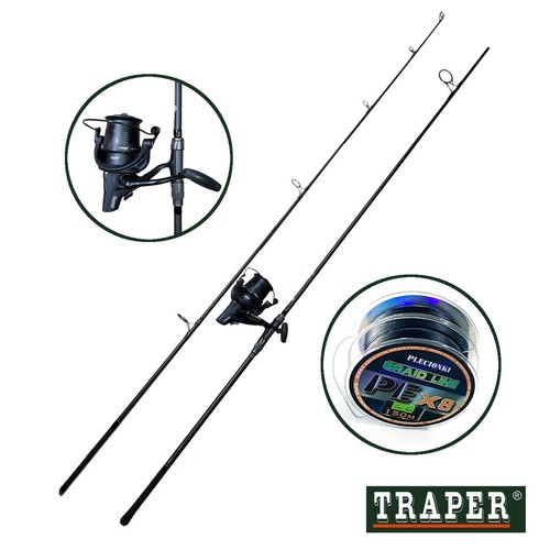 Karpfenset Karpfen Angelrute Rolle Hunter Carp HC8000 Schnur X8 geflochten NEU