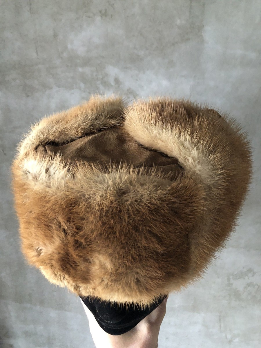 Vintage Unisex Russian Ushanka Genuine Brown Fur Winter Hat  display picture 2
