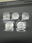 Lot of Five (5) - $1 American Silver Eagle 1 oz Random Years Slightly Impaired
