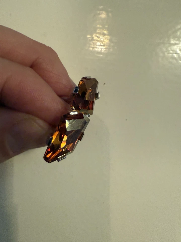 Gemelos Yves Saint Laurent LARGOS ÁMBAR Alto Pulido y Resina Transparente de Alta Calidad Foto 2 de 4