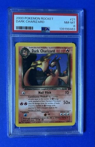 2000 Pokemon Rocket #21 DARK CHARIZARD PSA 8 NM-MT