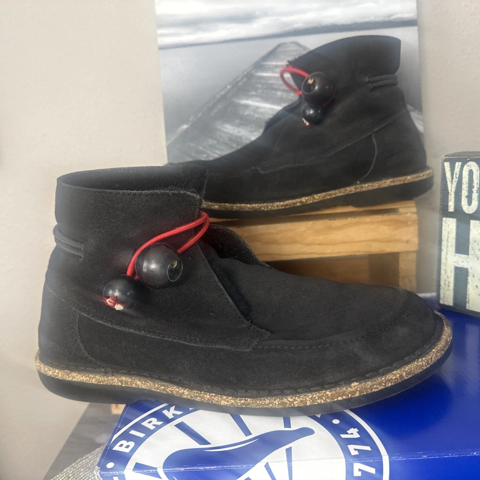 Birkenstock Black Suede Leather Flat Comfort Ankle Boots US 9 Euro 40 PreOwned - Image 2 of 4