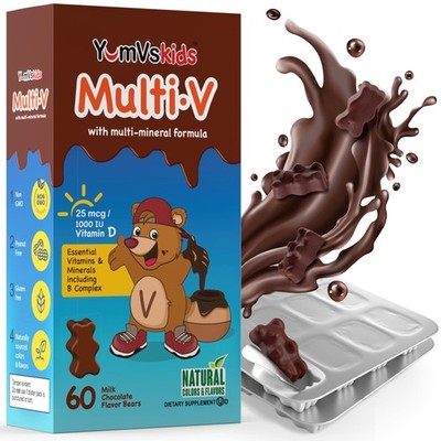 YUM-V'S Kids Multivitamin Chocolate Bears for Immune & 60 Count (Pack of 1)