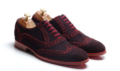 BARKER Beluga rot / dunkelbraune Wildlederschuhe - `Grant` UK 7,5 F US 8,5 EU 41,5
