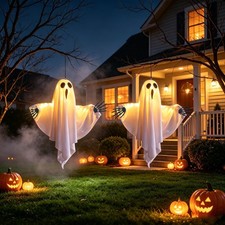 2 Pack Halloween Ghost Outdoor Decor, Spooky Hanging Ghosts Decorations 20 Inch