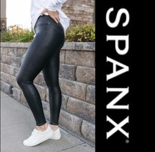 SPANX Faux Leather Leggings XL NEW NWT Black High Rise Slimming Shaping Stretch