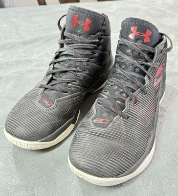 Under Armour Curry 2.5 Shoes Mens 9 Black Red Basketball High Top 1274425-001