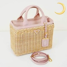 Prada Midollino Canapa Tote Pesca AUTH EUC DDP
