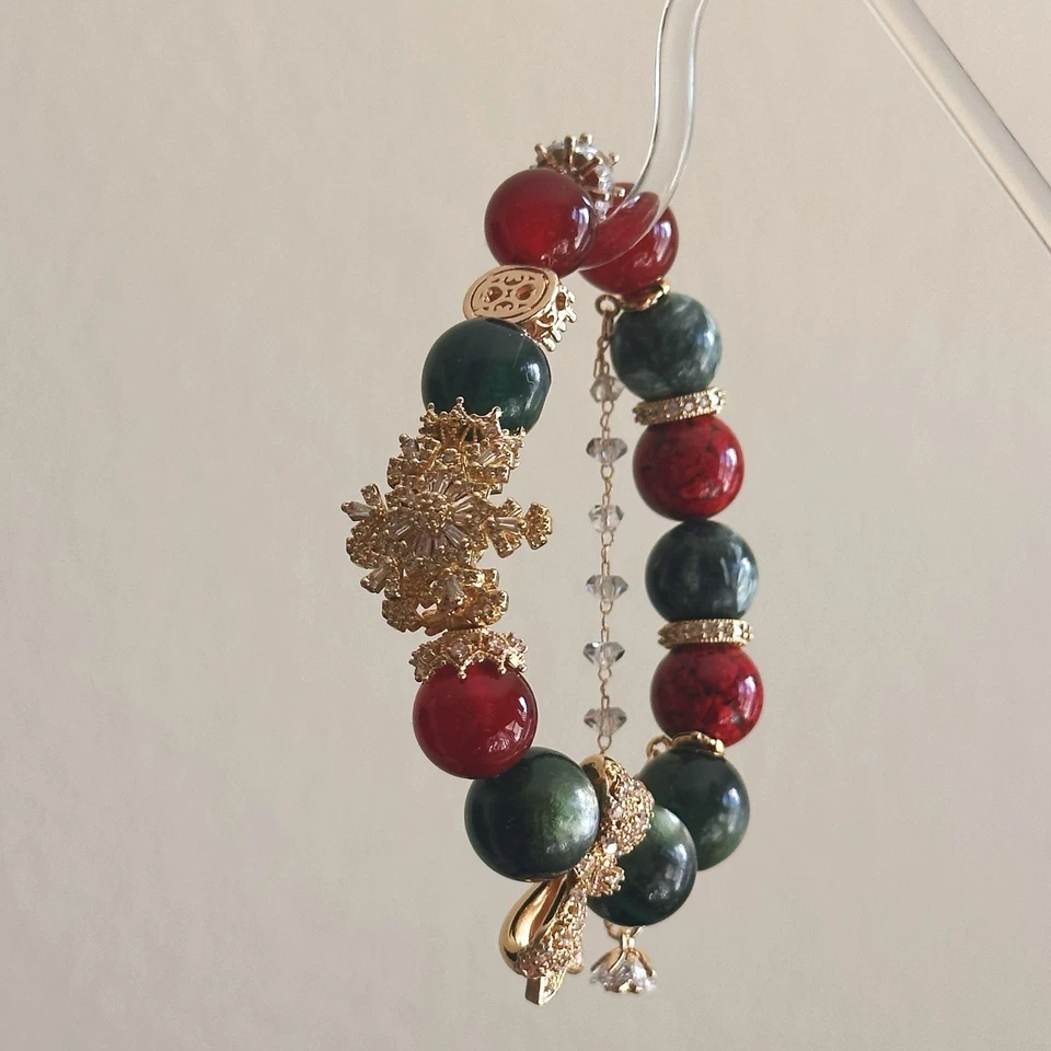 One & Only | Navidad | Cinabrio × Lepidolita × Ágata Roja × Pulsera de Serafinita Foto 3 de 3