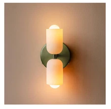 Wall Sconce Wall Light Lighting Fixture LED Vintage Green with White Glass Shade