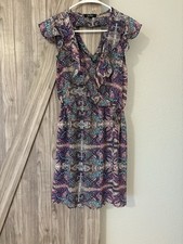 Youth Girls Size Med Paisley Flowy Dress Short Sleeve W/Tie To Cinch-Pullover