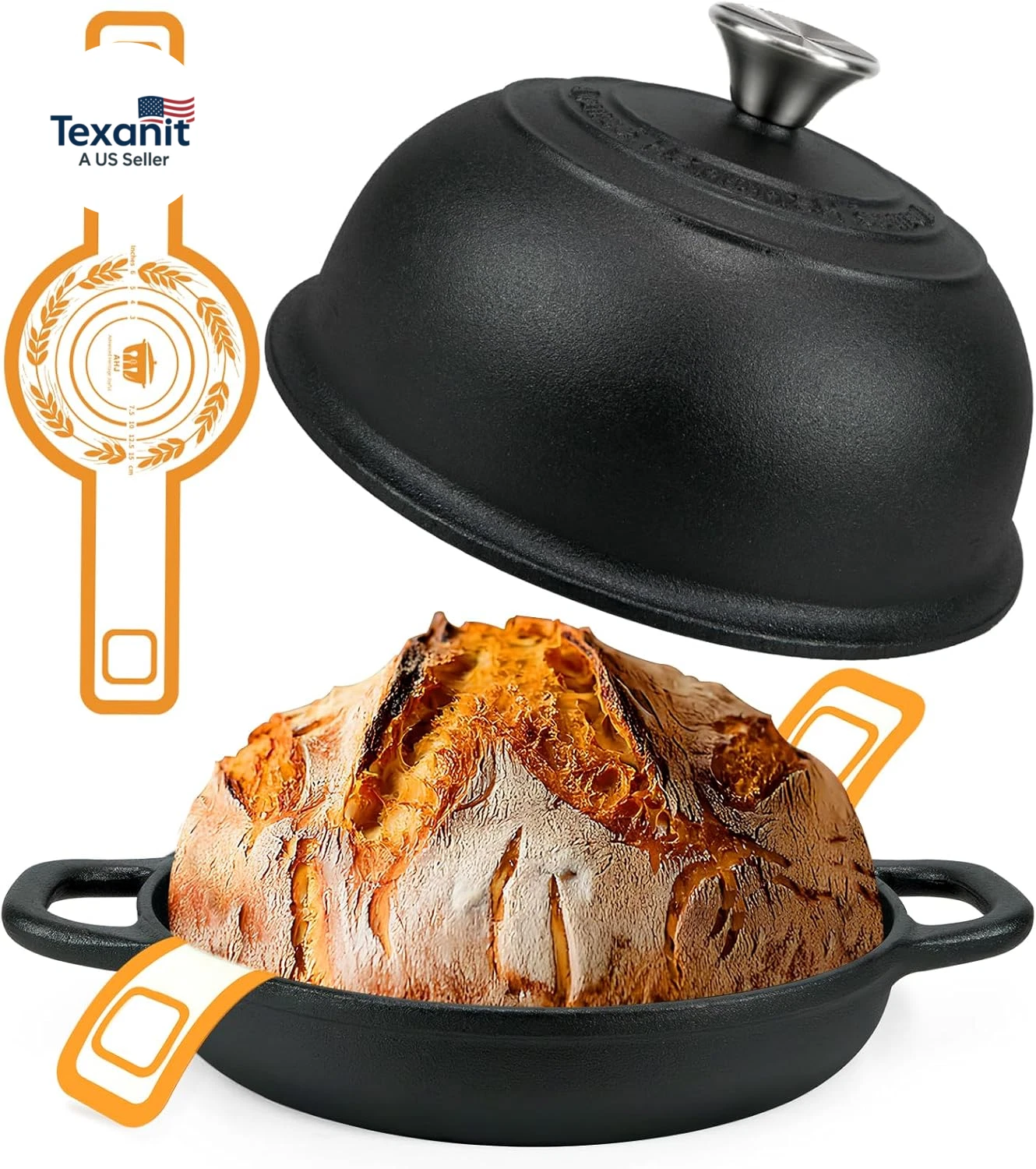 5QT Pre-Seasoned Cast Iron Dutch Oven for Bread Baking, Dutch Oven with Domed Li