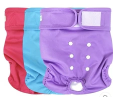 Female Dog Diapers 3-Pack, Reusable and Washable, Highly Absorbent Size L