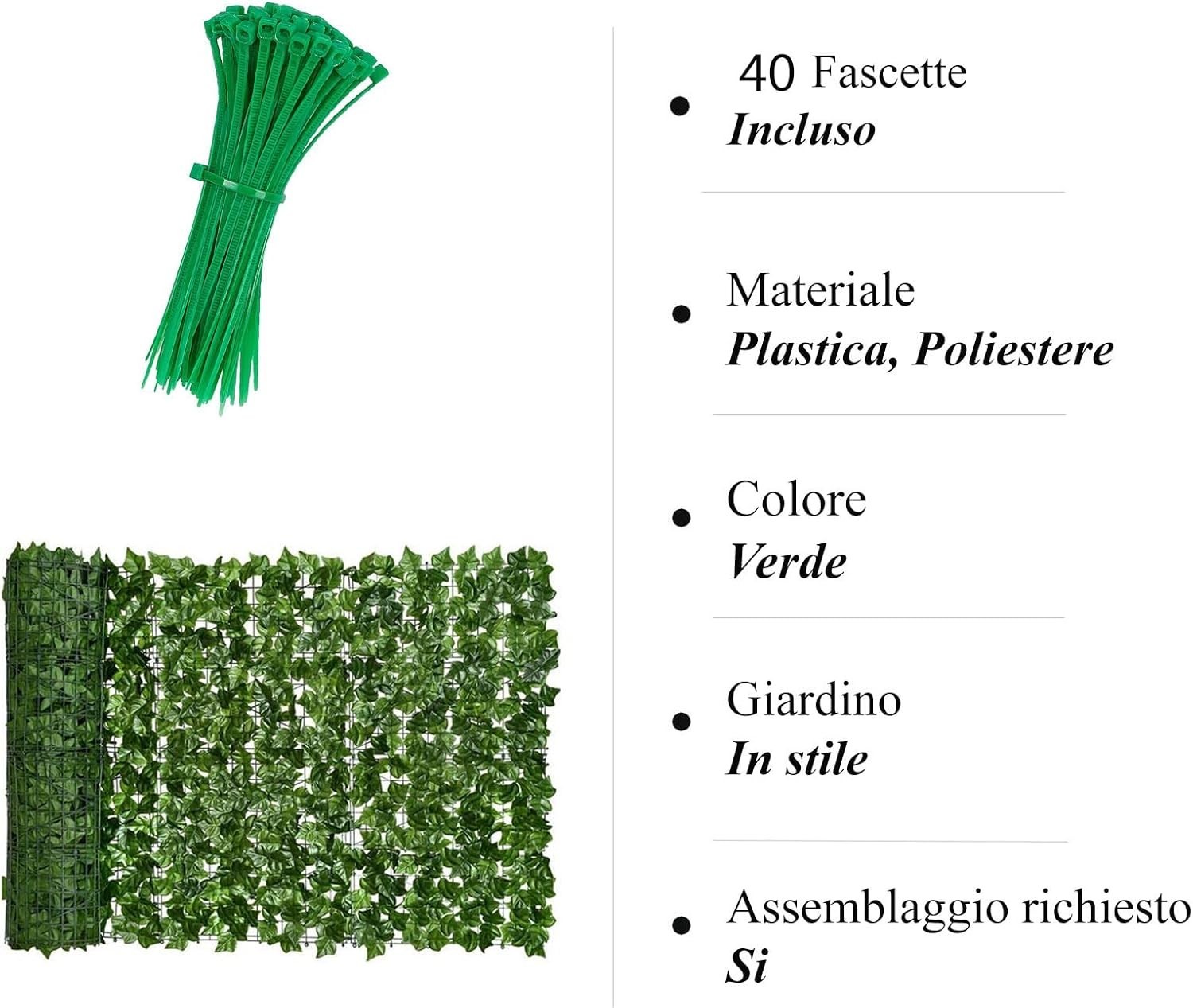 Siepe Sintetica Edera 1x3m Alta Densità - Frangivista Professionale UV Resistent