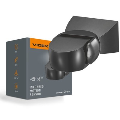 Bewegungsmelder PIR VIDEX VL-SPW15B 1200W 160°/45° IP65 Schwarz Decke Wand