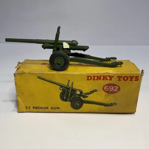 Vintage Dinky Toys 692 5.5 Medium Gun w/ Original Box Military Diecast England