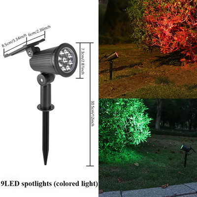 Solar Ricarica Spotlights 9 LED Outdoor Spotlight Waterproof Garden Lux