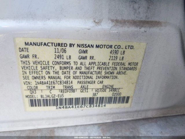 Used Seat Rear fits: 2007 Nissan Maxima Grade A Foto 3 de 4