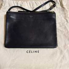Celine Navy Leather Shoulder Bag Trio Large Used