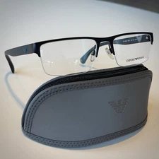 Emporio Armani EA 1050 3001 Mens Black Half Rim Eyeglasses Frames 55-18-145 NEW