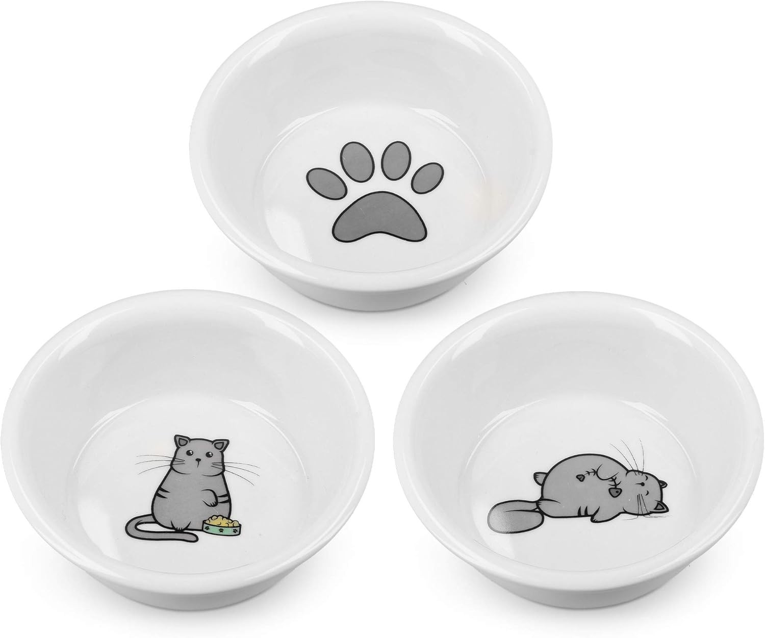 Set 3 Ciotole Cane Gatto Porcellana Ø12cm 130ml | Scodelle Premium