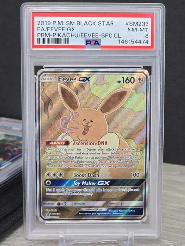 Pokemon Eevee GX SM233 Premium Pikachu & Eevee Collection Black Star Promo PSA 8