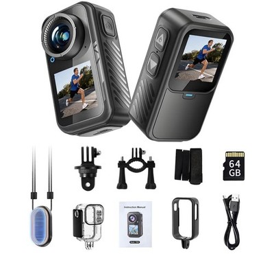 Nuisk 4K Mini Action Camera, EIS Stabilization, 130° Wide Angle.Damaged Box .A2