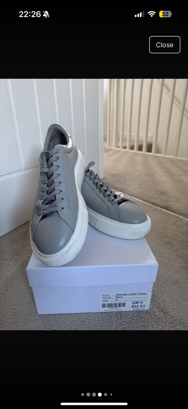 Men’s Arne Essential Leather In Grey Size 9 UK image 8